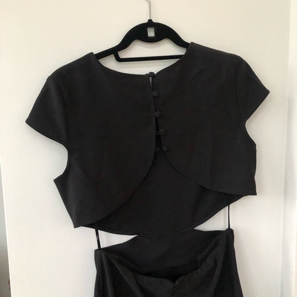 Black Floor Length Dress with Cutouts - Picture 3 of 3